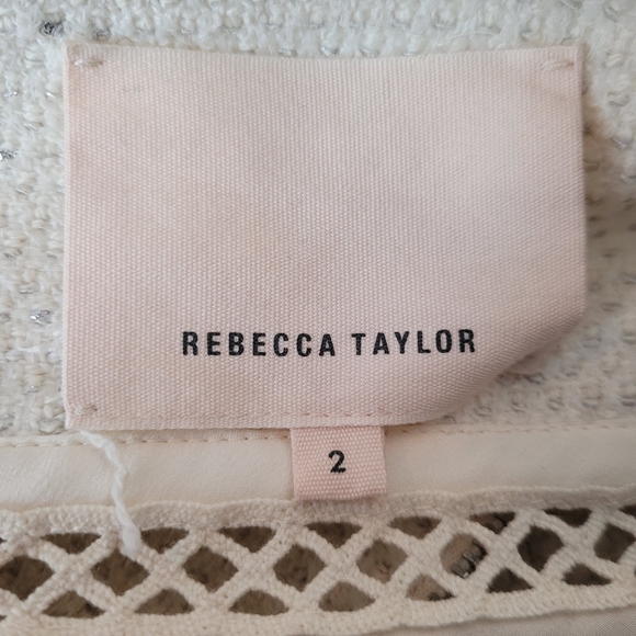 REBECCA TAYLOR Ivory Zip Up Fringe Blazer Jacket Size 2 - Picture 11 of 12